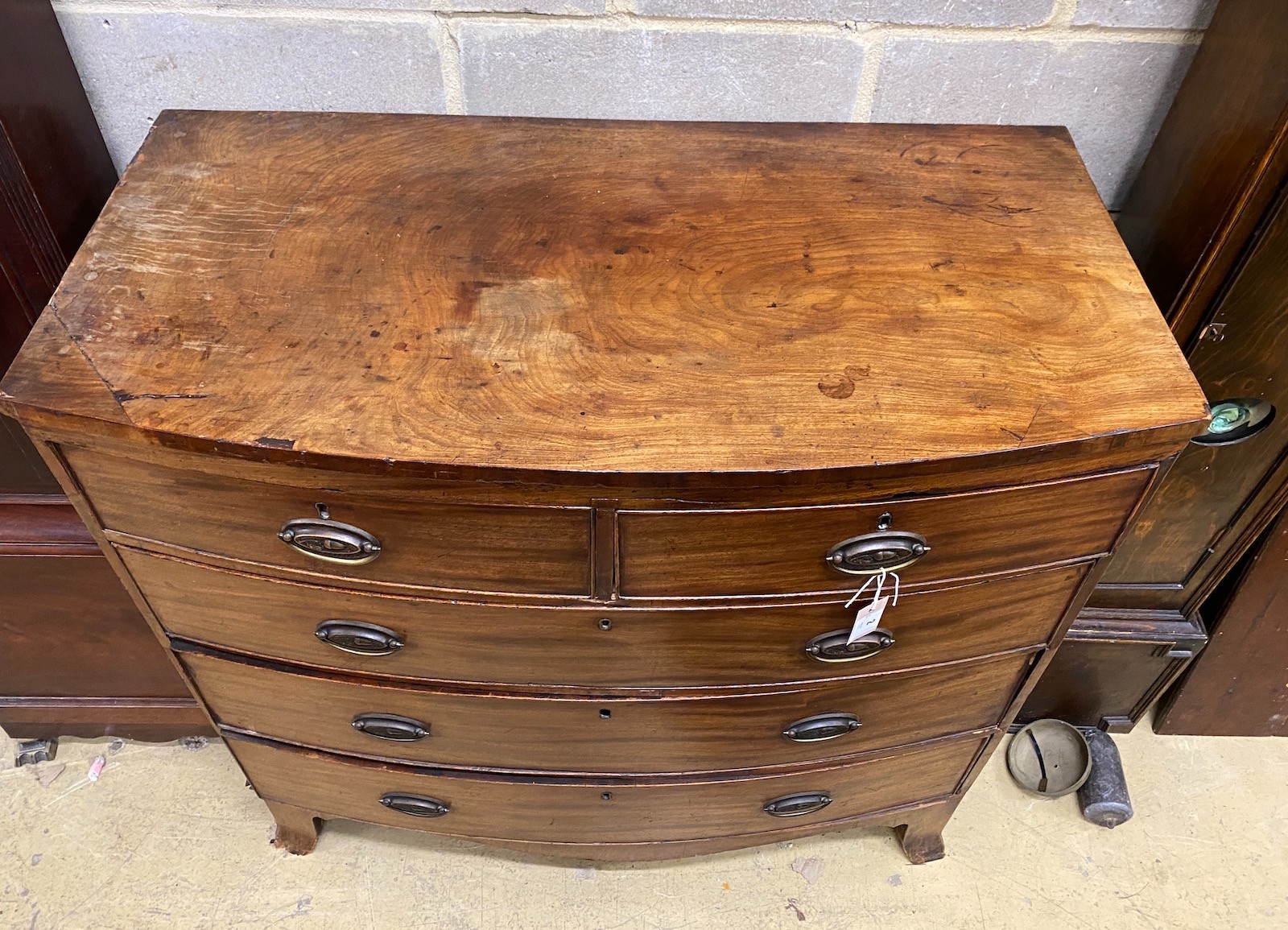 A Regency mahogany bowfront chest, width 103cm, depth 52cm, height 102cm